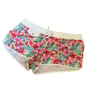OP Ocean Pacific Womens Shorts Size XL Pink Floral Beachy Coastal Vibe Coverup